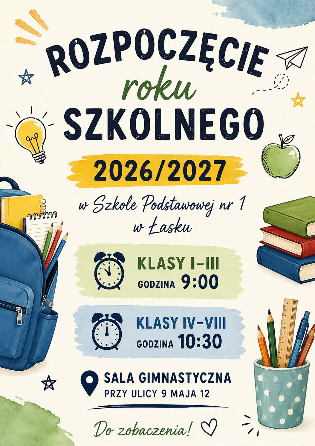 Plakat informujący o rozpoczęciu roku szkolnego 2026/2027