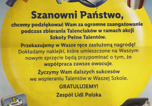 Podziękowanie od Lidla